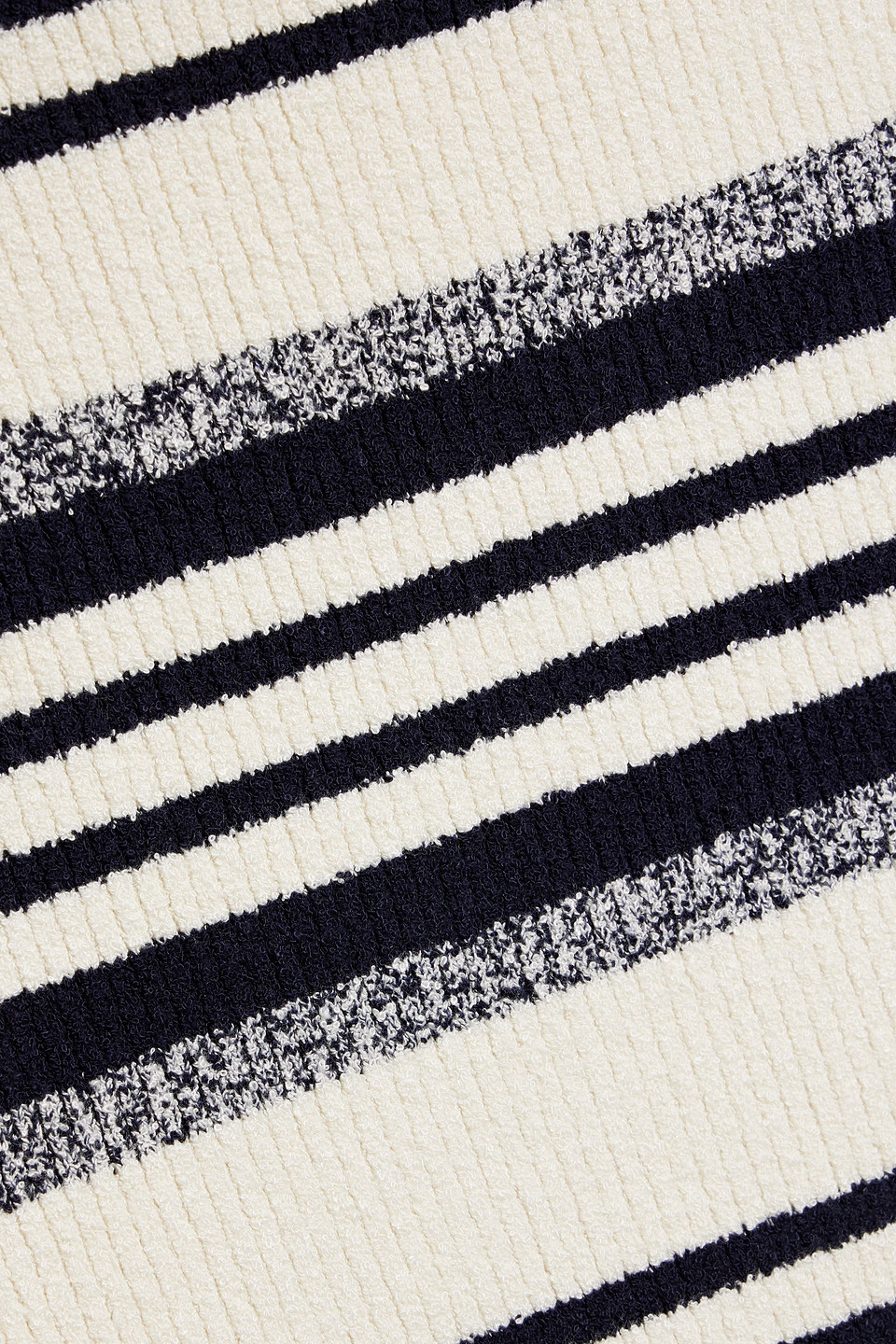 SIMKHAI TEAGAN STRIPED RIBBED-KNIT MIDI PENCIL SKIRT