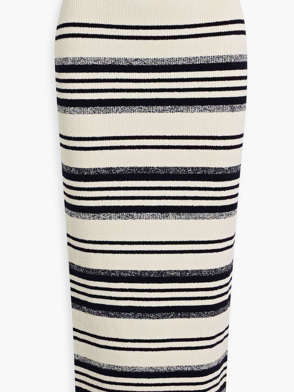 teagan striped ribbed-knit midi pencil skirt