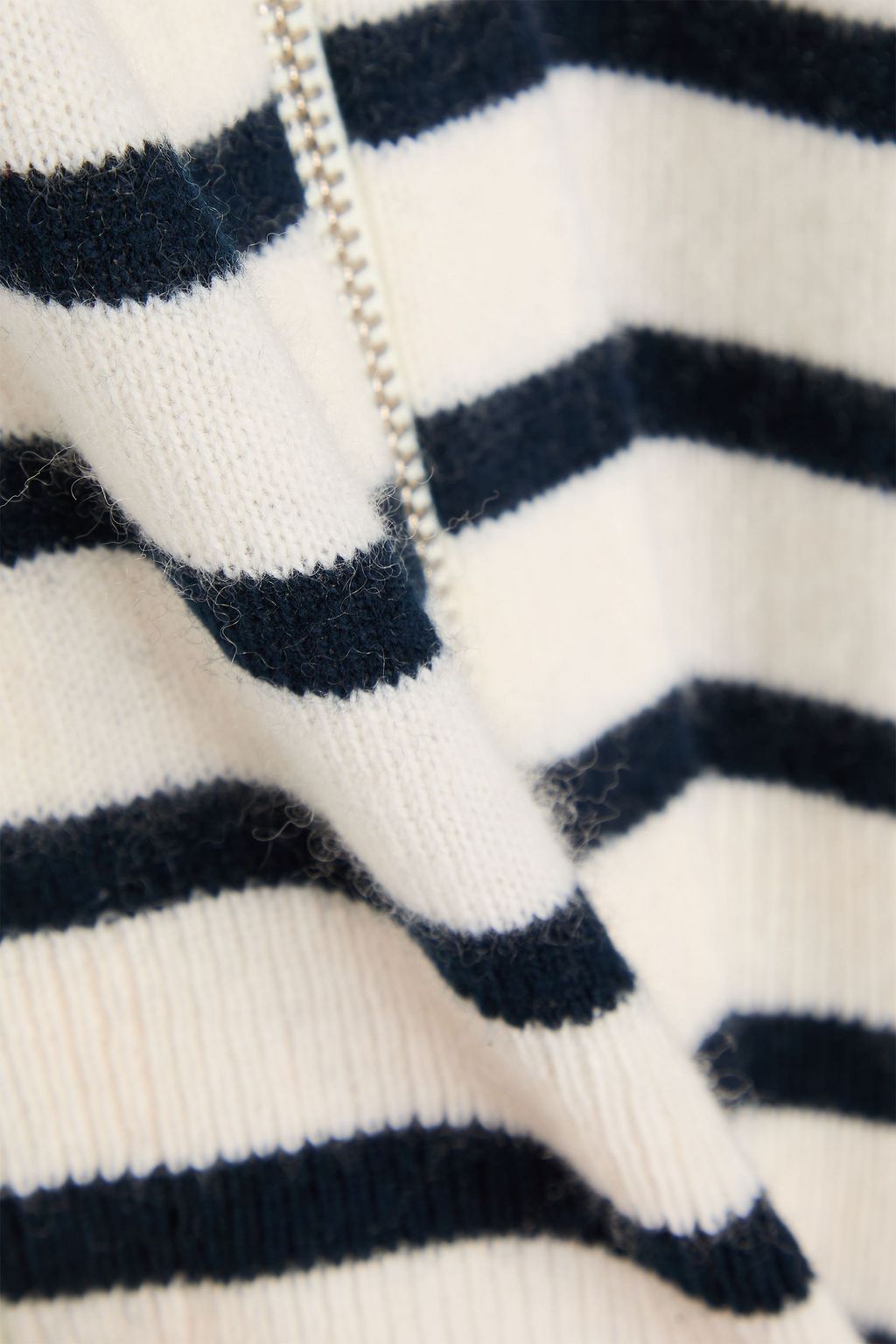 VERONICA BEARD Striped wool and cashmere-blend hooded dickey