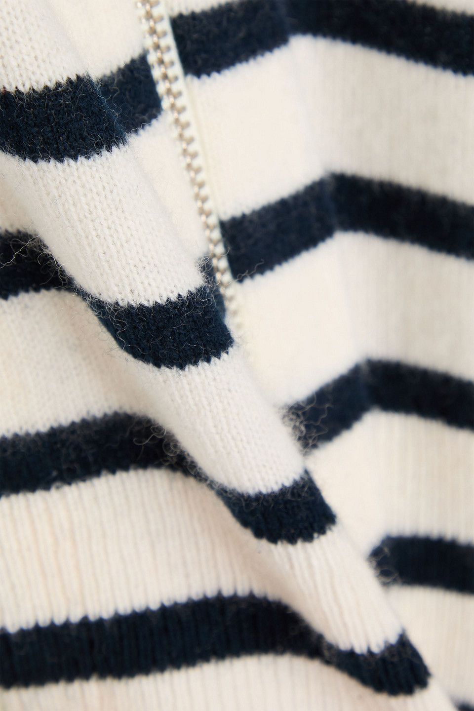 VERONICA BEARD STRIPED WOOL AND CASHMERE-BLEND HOODED DICKEY