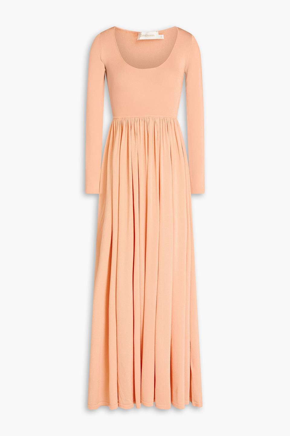 Zimmermann Metallic Stretch-knit Maxi Dress In Pastel Orange