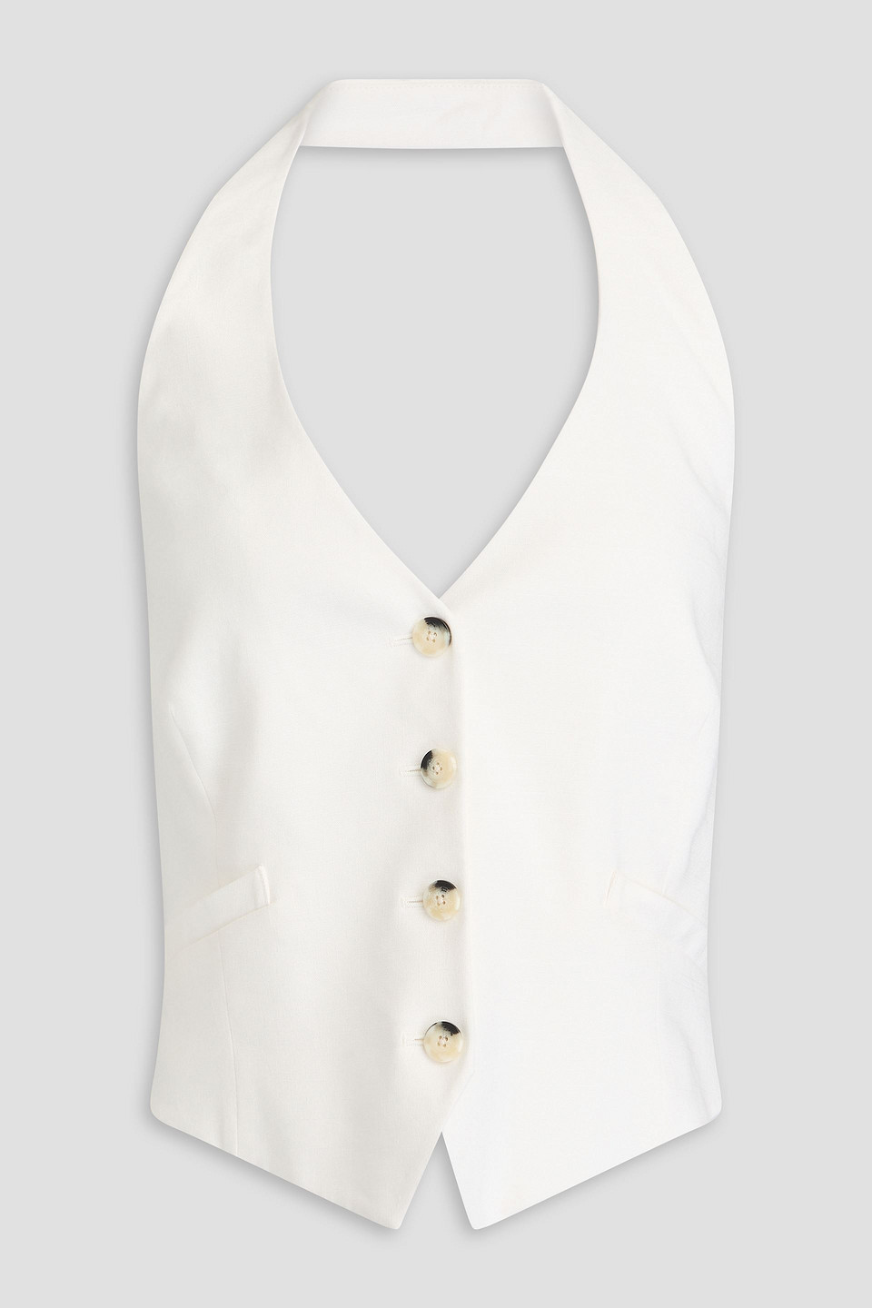 Veronica Beard Arabella Linen-blend Halterneck Waistcoat In Off-white