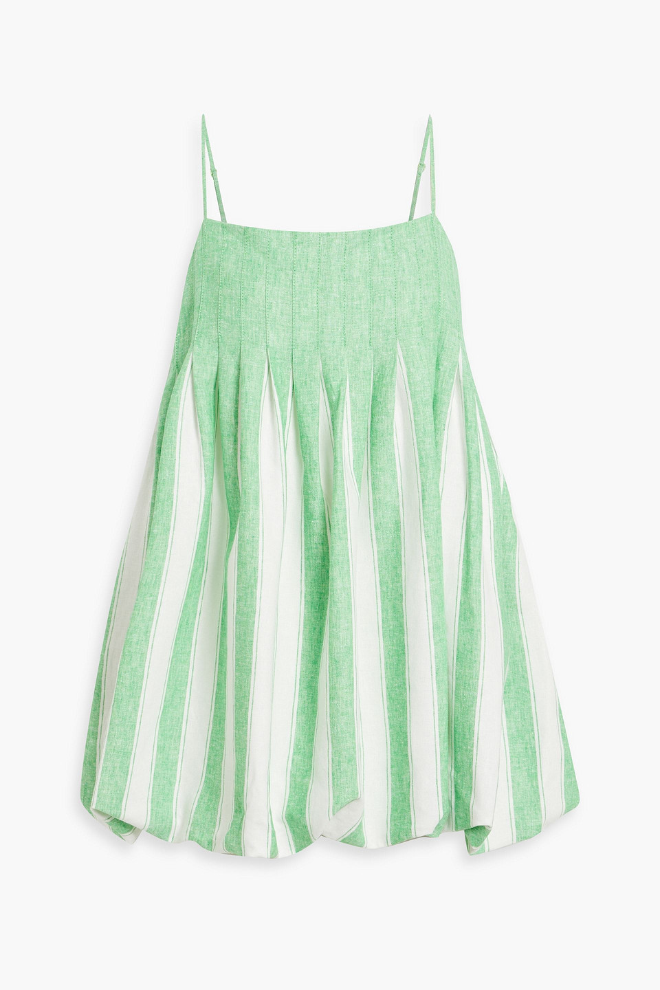 Shop Simkhai Kiki Striped Linen-blend Mini Dress In Light Green