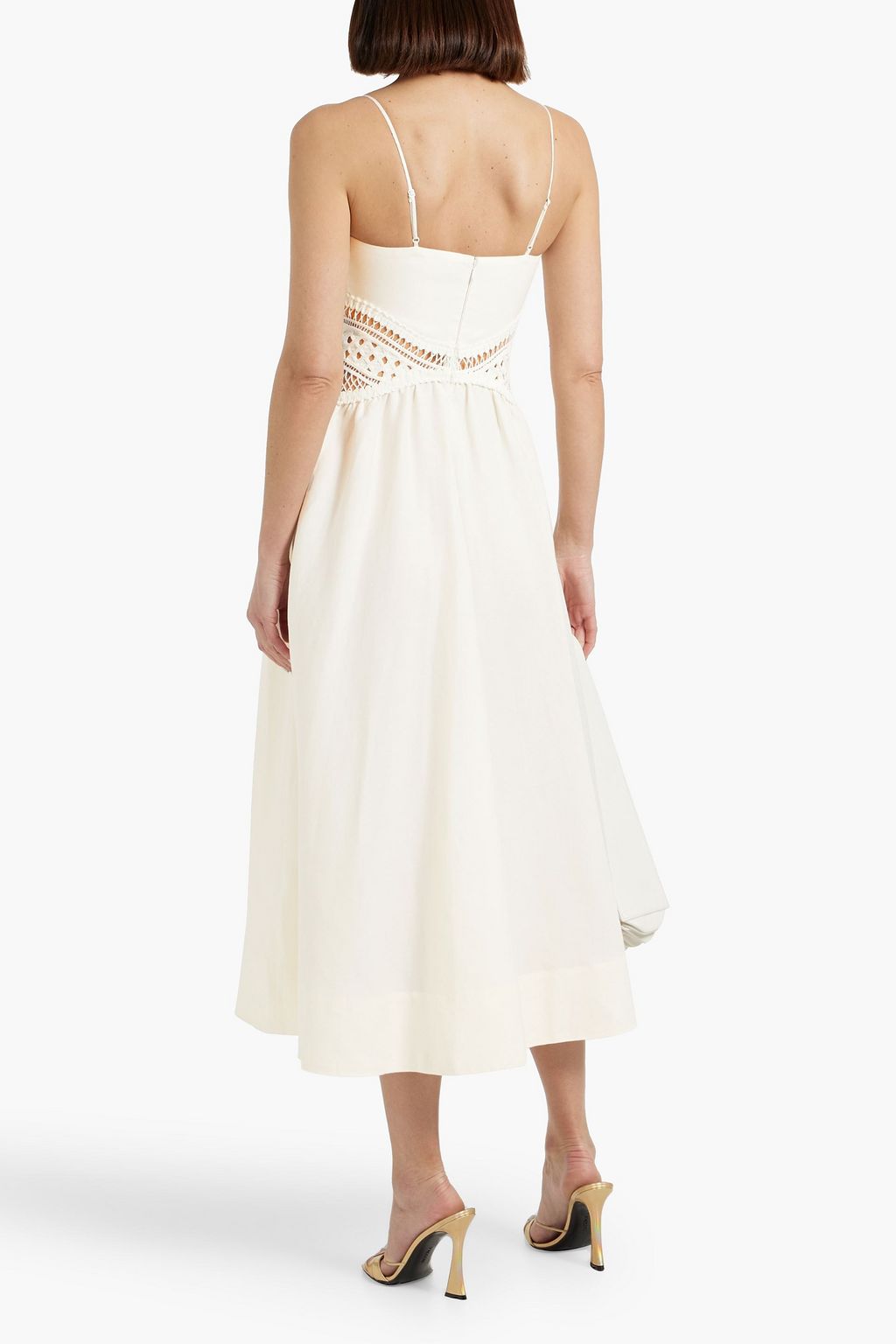 SIMKHAI Malena crochet-trimmed linen-blend midi dress