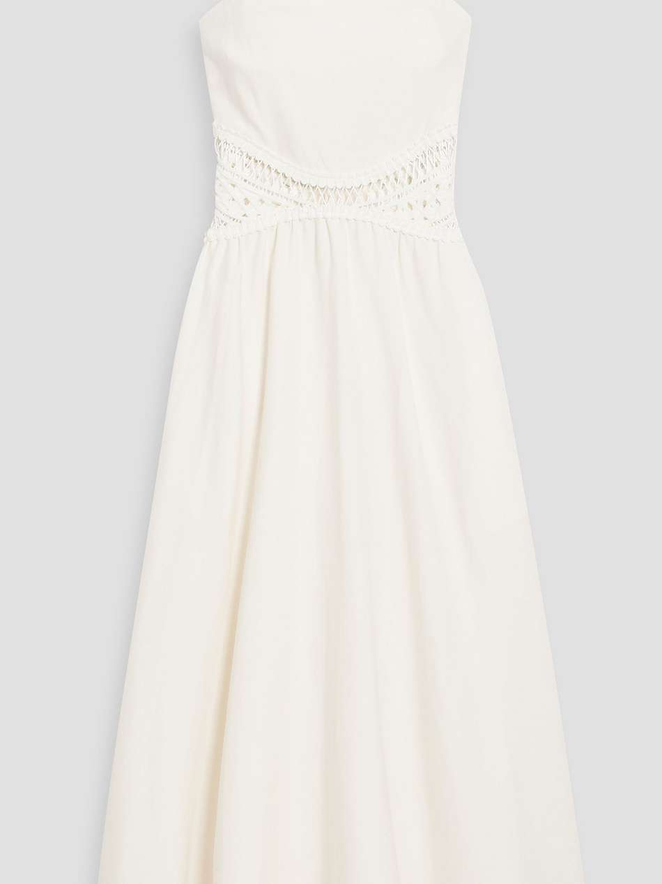 malena crochet-trimmed linen-blend midi dress