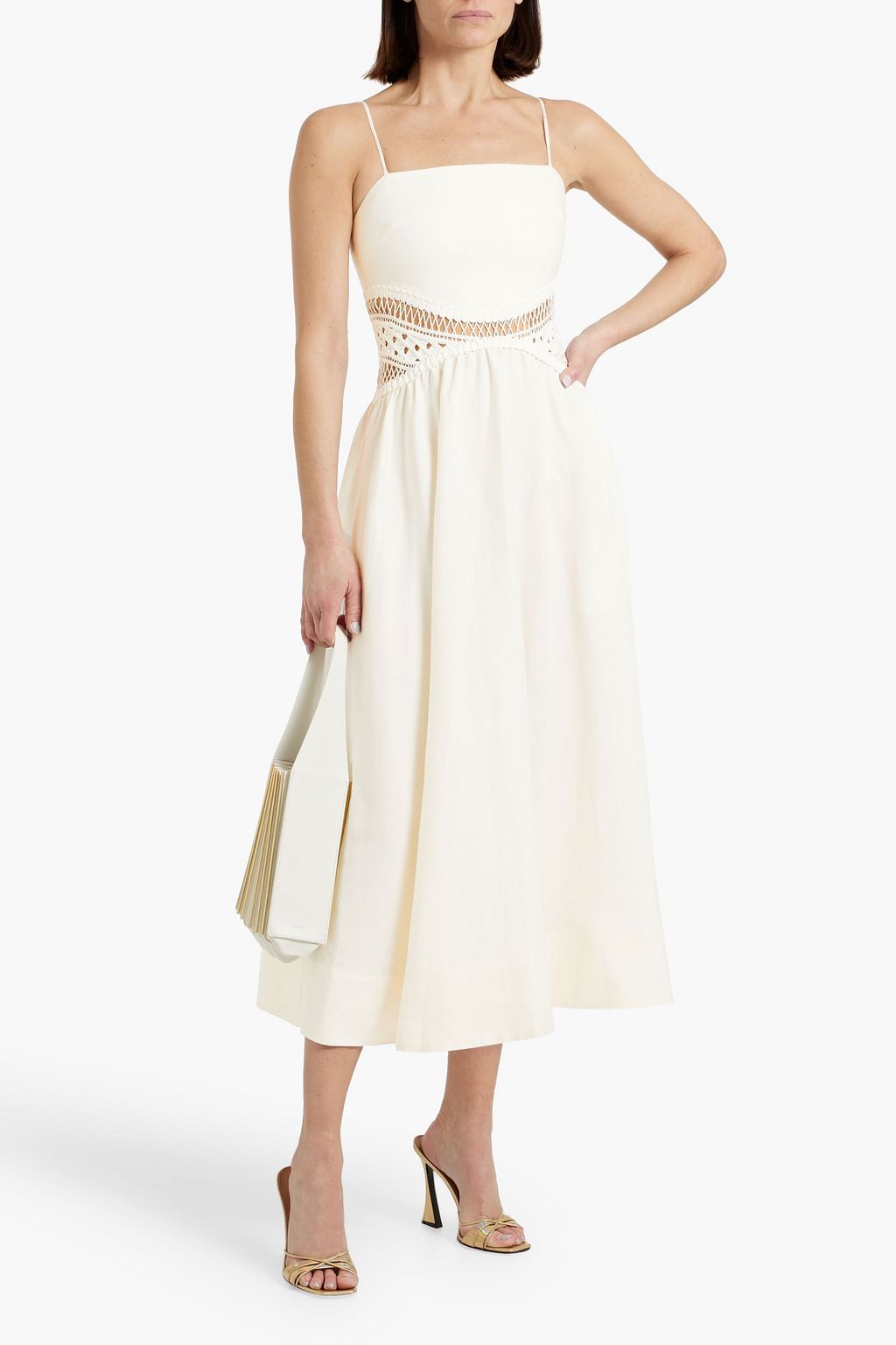 SIMKHAI Malena crochet-trimmed linen-blend midi dress