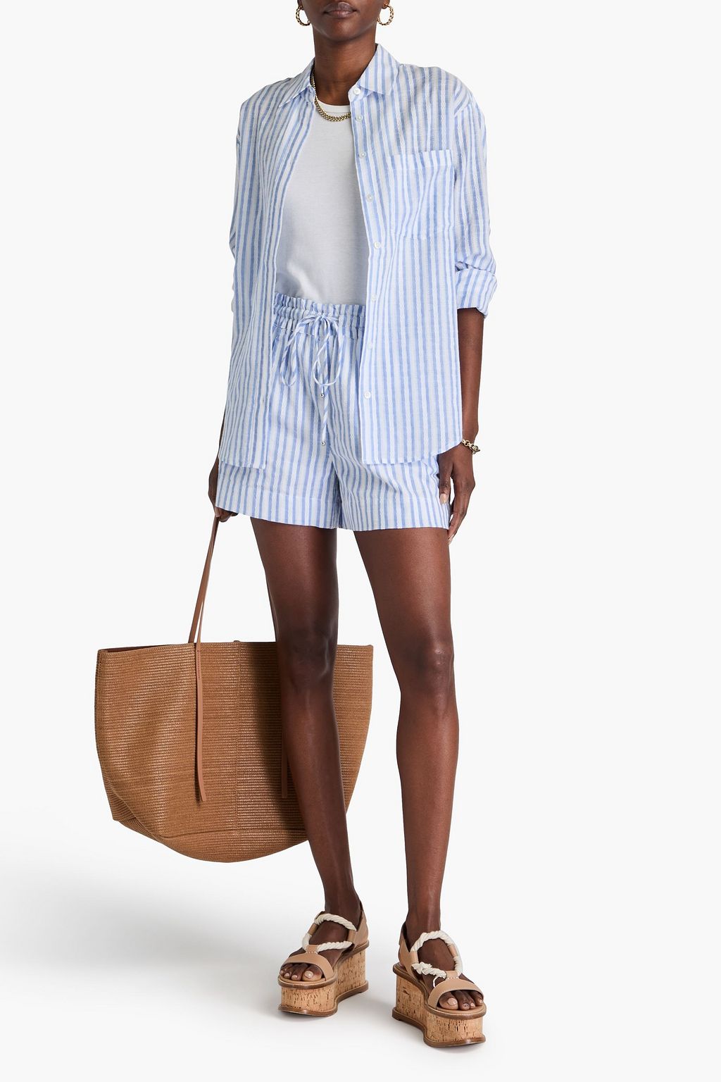 VERONICA BEARD Keiko striped cotton-jacquard shirt