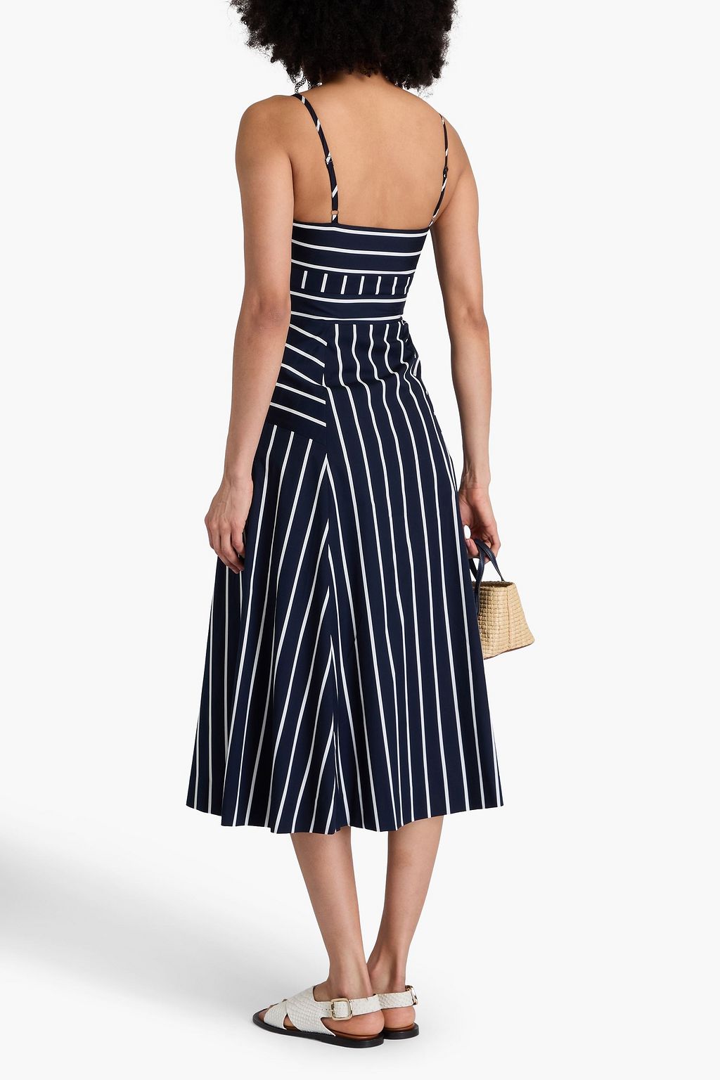 VERONICA BEARD Blige striped cotton-blend poplin midi dress