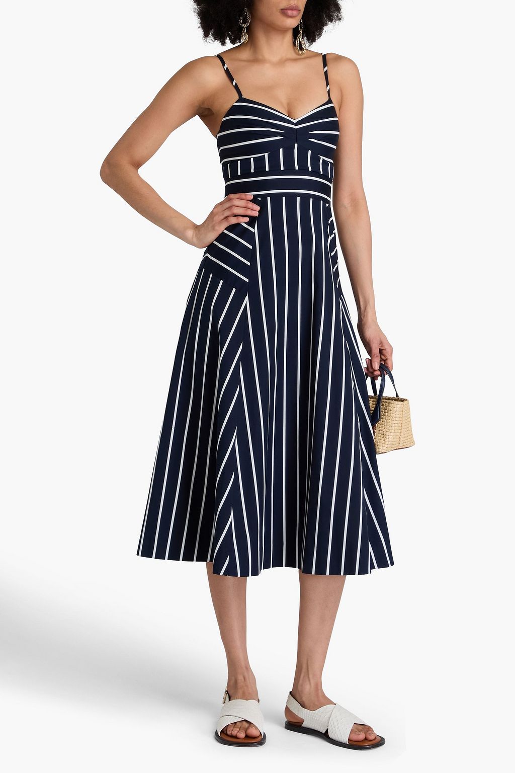 VERONICA BEARD Blige striped cotton-blend poplin midi dress