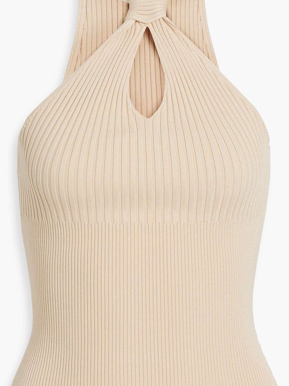 andrea knotted ribbed-knit top