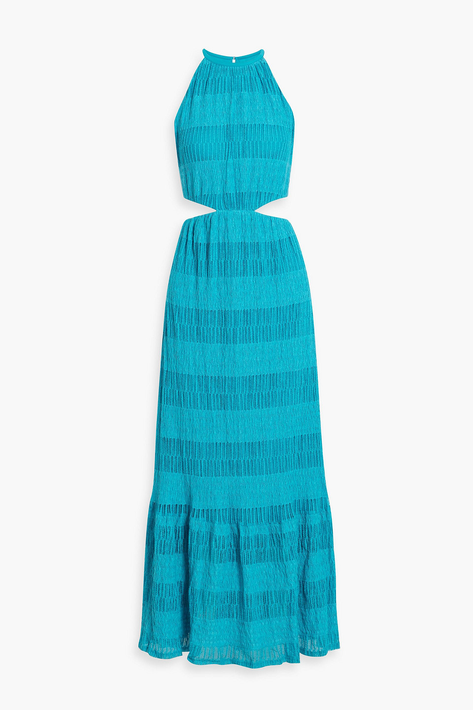 Shop Simkhai Cutout Cotton-blend Maxi Dress In Turquoise