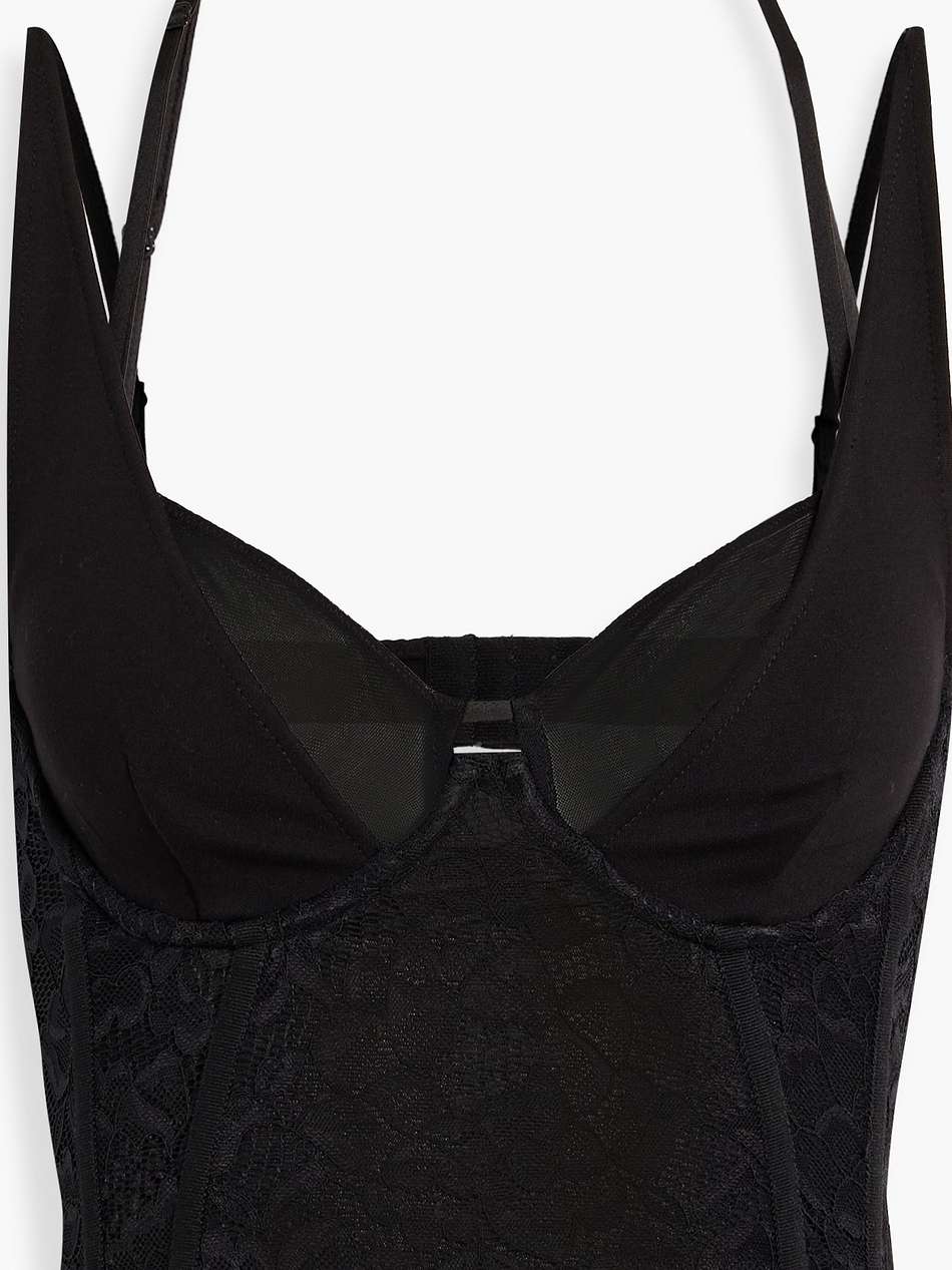 serifina cropped stretch-jersey and lace bustier top