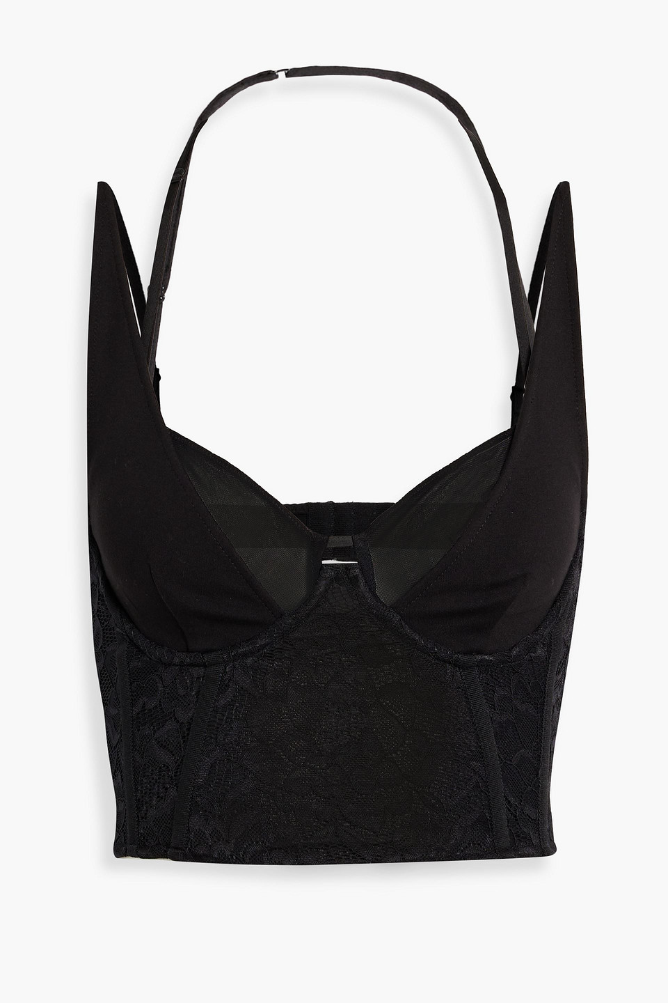 Simkhai Serifina Cropped Stretch-jersey And Lace Bustier Top In Black