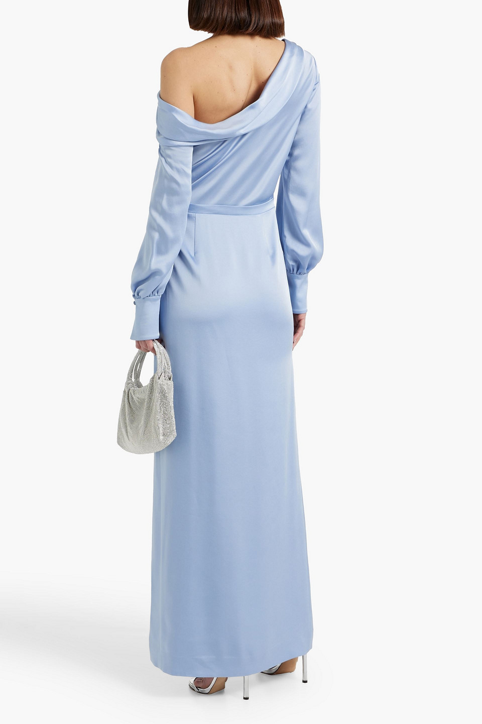 Simkhai Cam One-shoulder Satin-crepe Maxi Dress In Light Blue