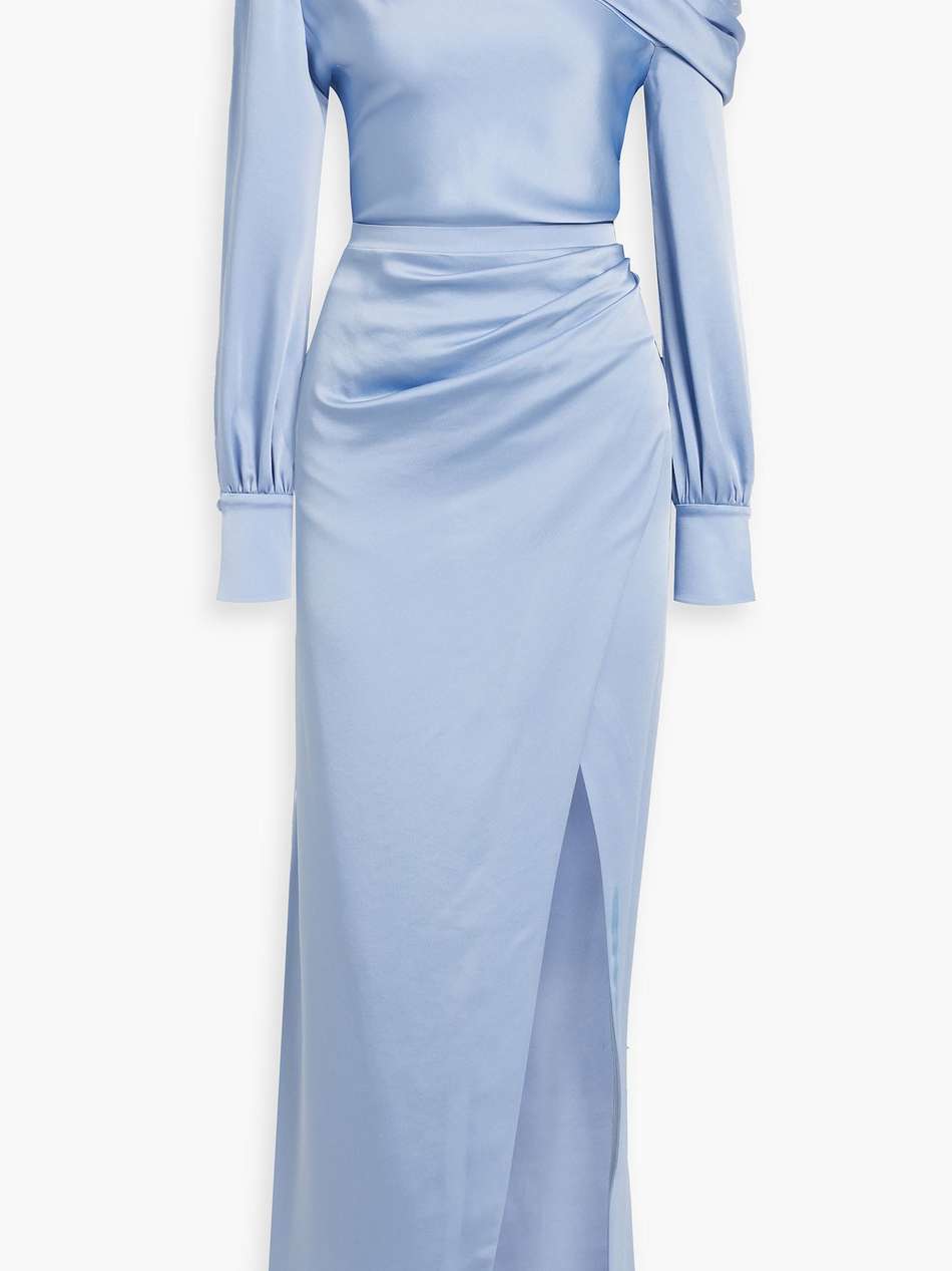 cam one-shoulder satin-crepe maxi dress