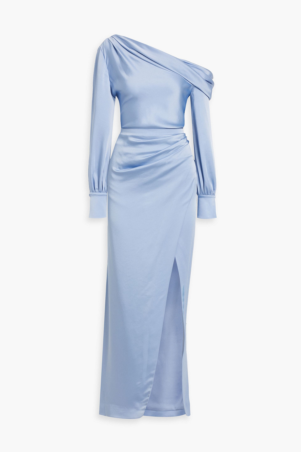 Simkhai Cam One-shoulder Satin-crepe Maxi Dress In Light Blue