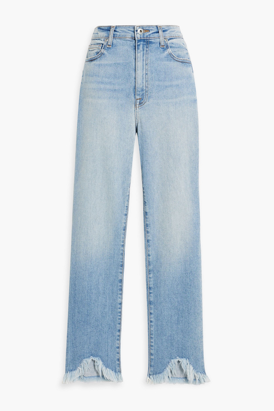 Simkhai River Frayed High-rise Straight-leg Jeans In Light Denim