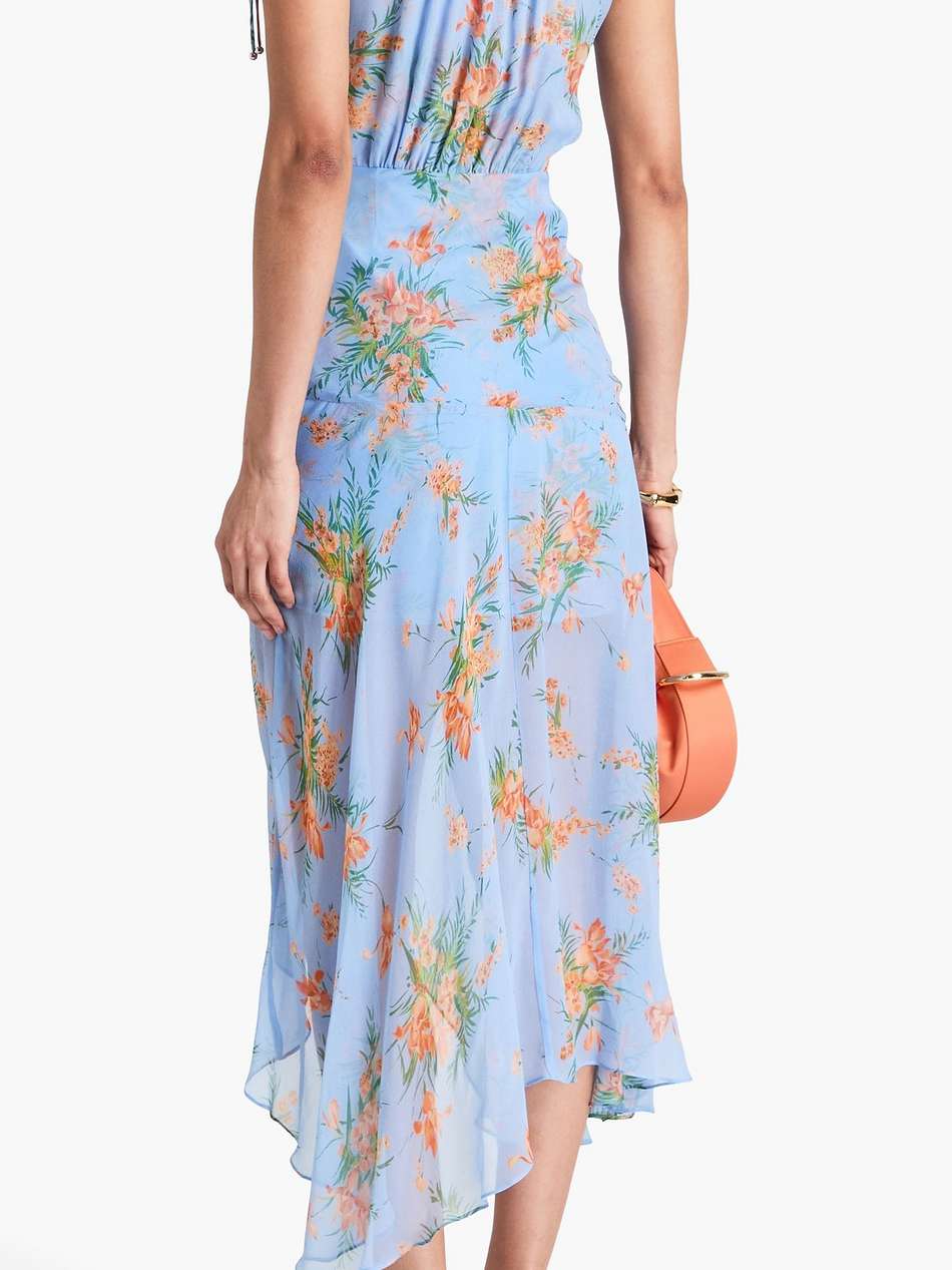 dovima wrap-effect floral-print silk-chiffon midi dress
