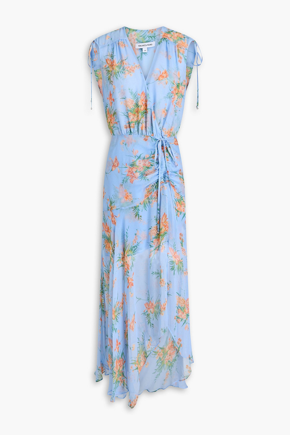 VERONICA BEARD DOVIMA WRAP-EFFECT FLORAL-PRINT SILK-CHIFFON MIDI DRESS