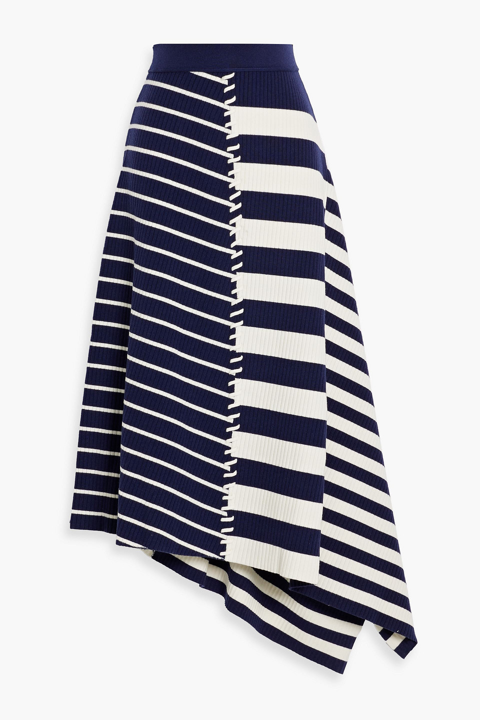 Simkhai Braylon Asymmetric Striped Wool-blend Skirt In Blue
