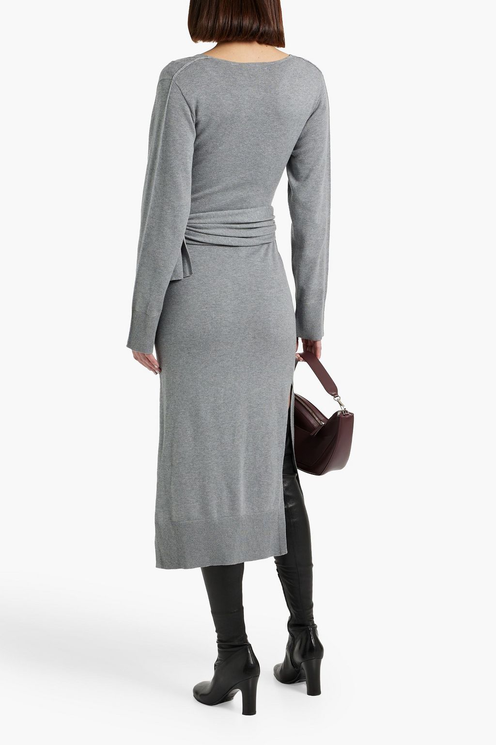 SIMKHAI Skyla wrap-effect cotton and cashmere-blend midi dress