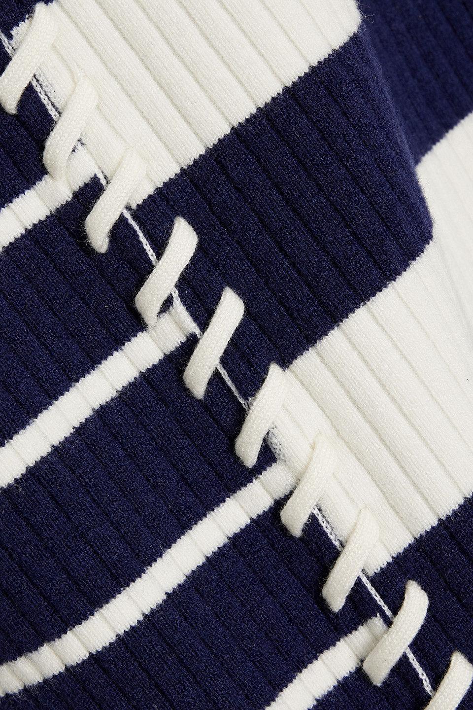 Simkhai Joelene Asymmetric Striped Wool-blend Top In Navy