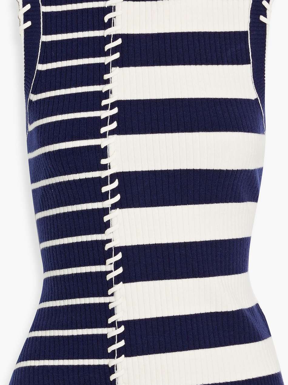 joelene ribbed striped wool-blend top