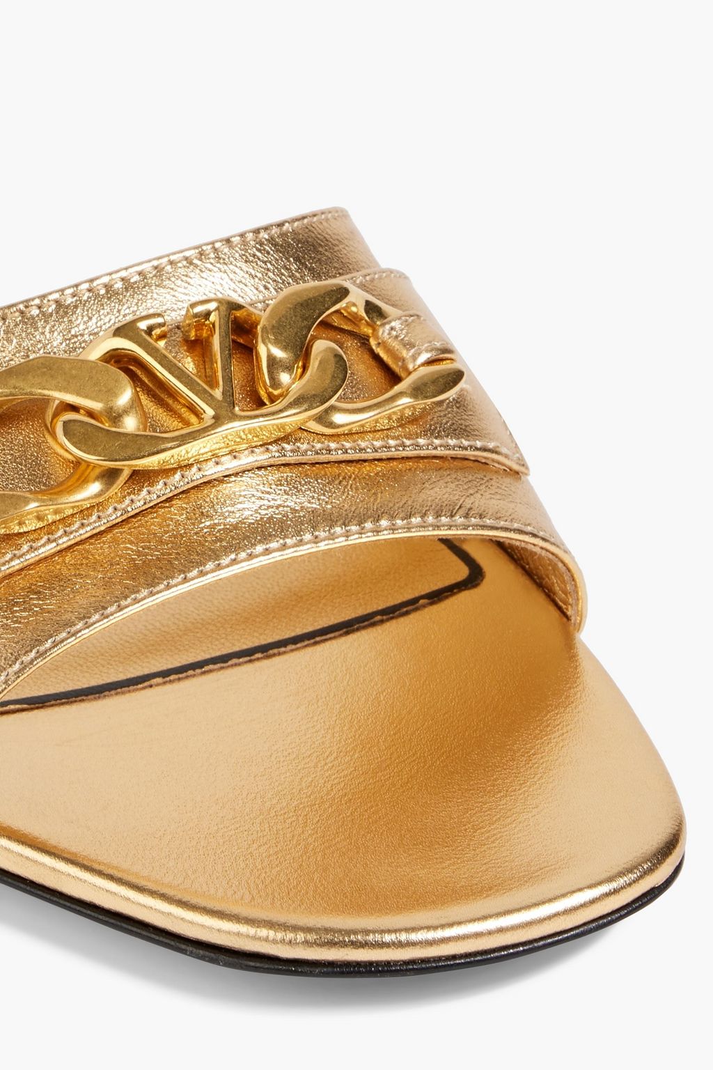 VALENTINO GARAVANI VLOGO Chain metallic leather slides