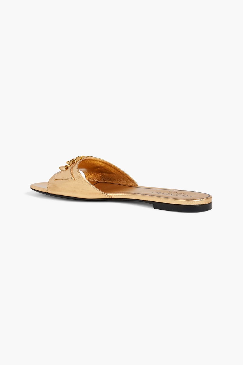 VALENTINO GARAVANI VLOGO Chain metallic leather slides