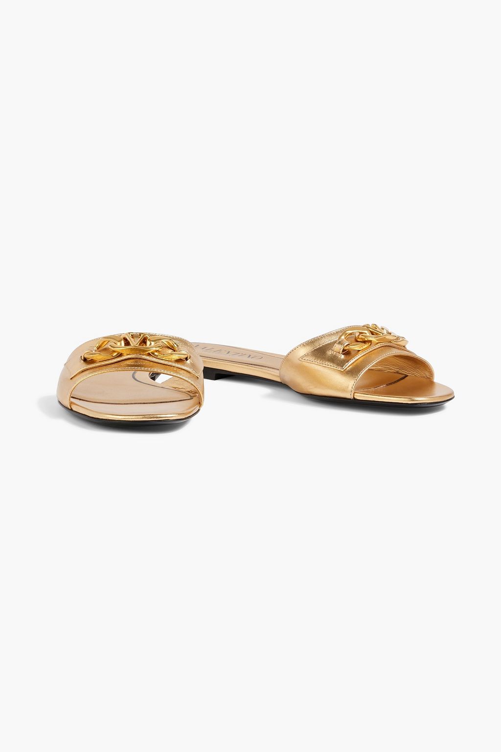 VALENTINO GARAVANI VLOGO Chain metallic leather slides
