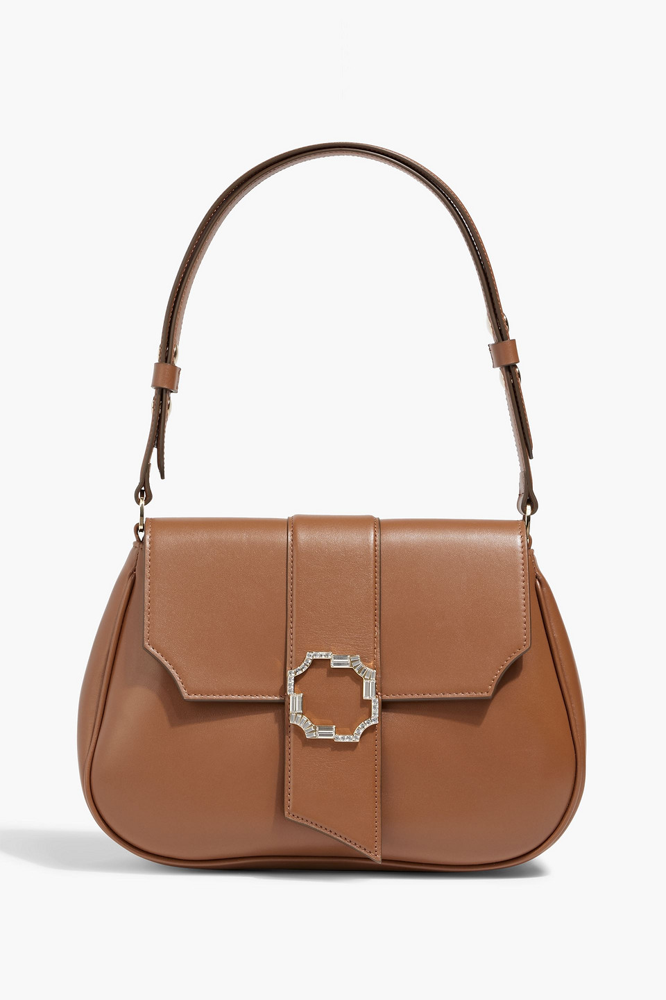 Malone Souliers Olivia Crystal-embellished Leather Shoulder Bag In Light Brown