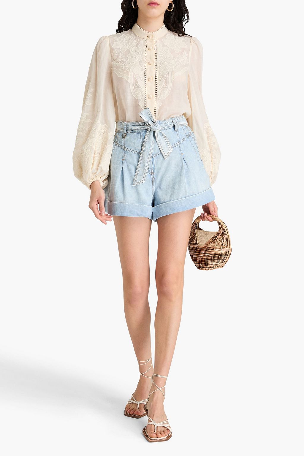 ZIMMERMANN Embroidered linen-gauze blouse