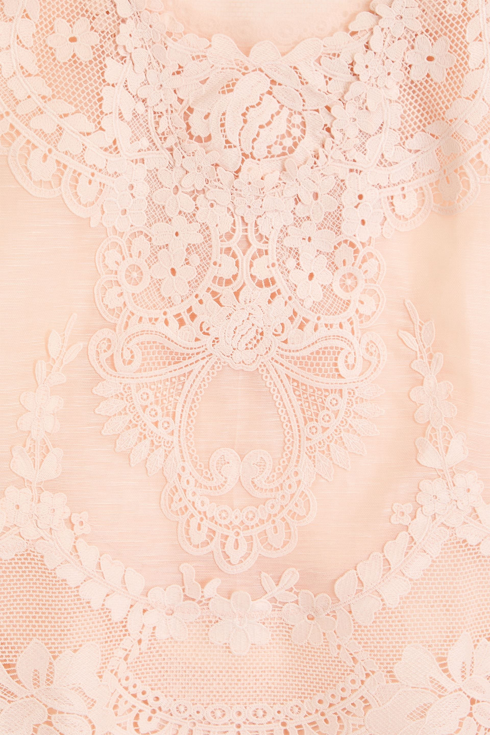 Zimmermann Guipure Lace Linen And Silk-blend Tank In Pastel Orange