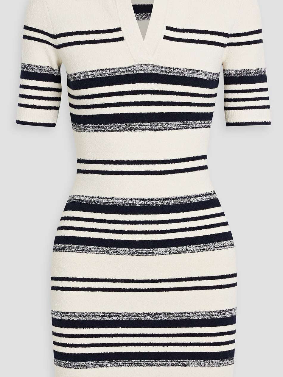 kris striped bouclé-knit mini dress