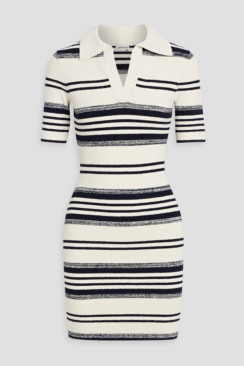 Shop Simkhai Kris Striped Bouclé-knit Mini Dress In Ecru