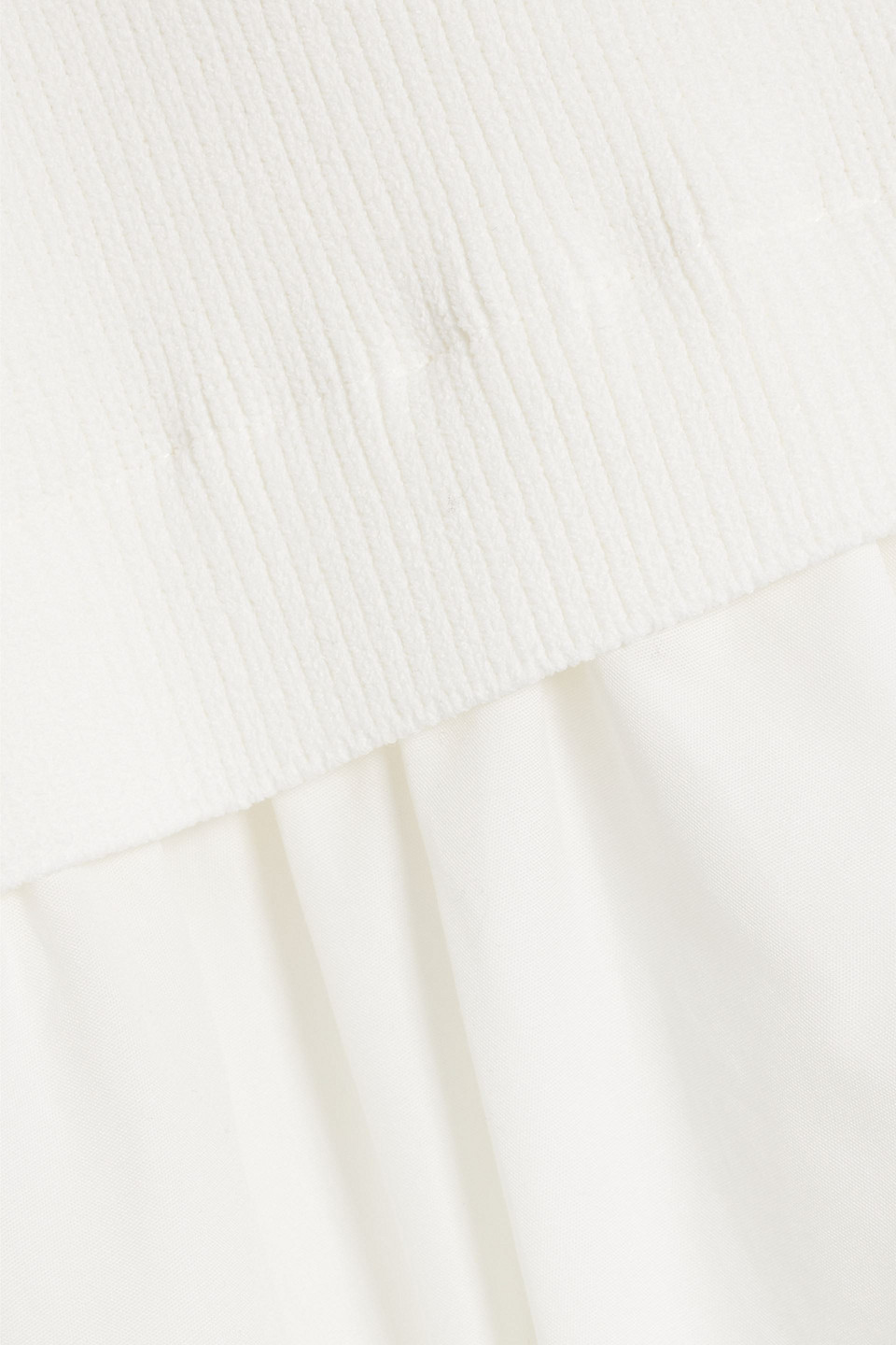 Shop Simkhai Silas Ribbed-knit And Cotton-poplin Mini Dress In White