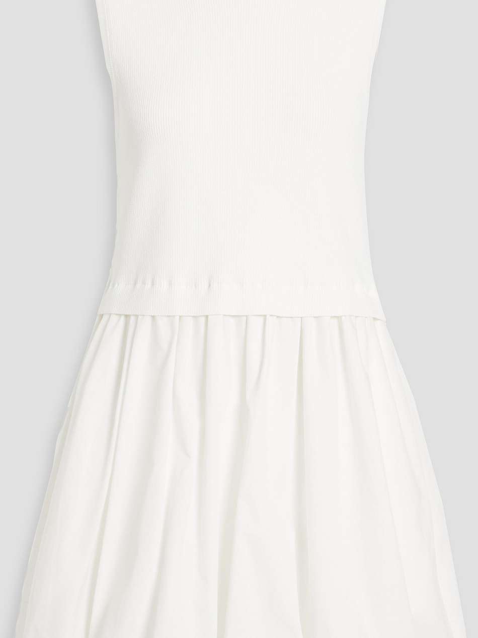 silas ribbed-knit and cotton-poplin mini dress