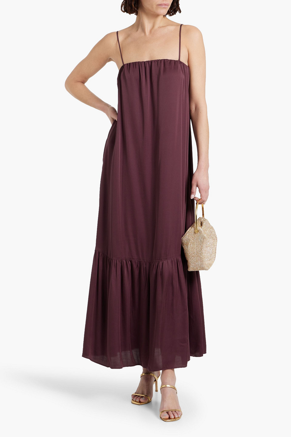 Simkhai Matteau Maxikleid Aus Satin Mit Cut-outs In Rubinrot