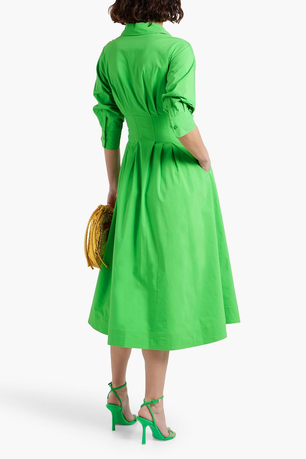 SIMKHAI Jazz pintucked cotton-blend poplin midi shirt dress