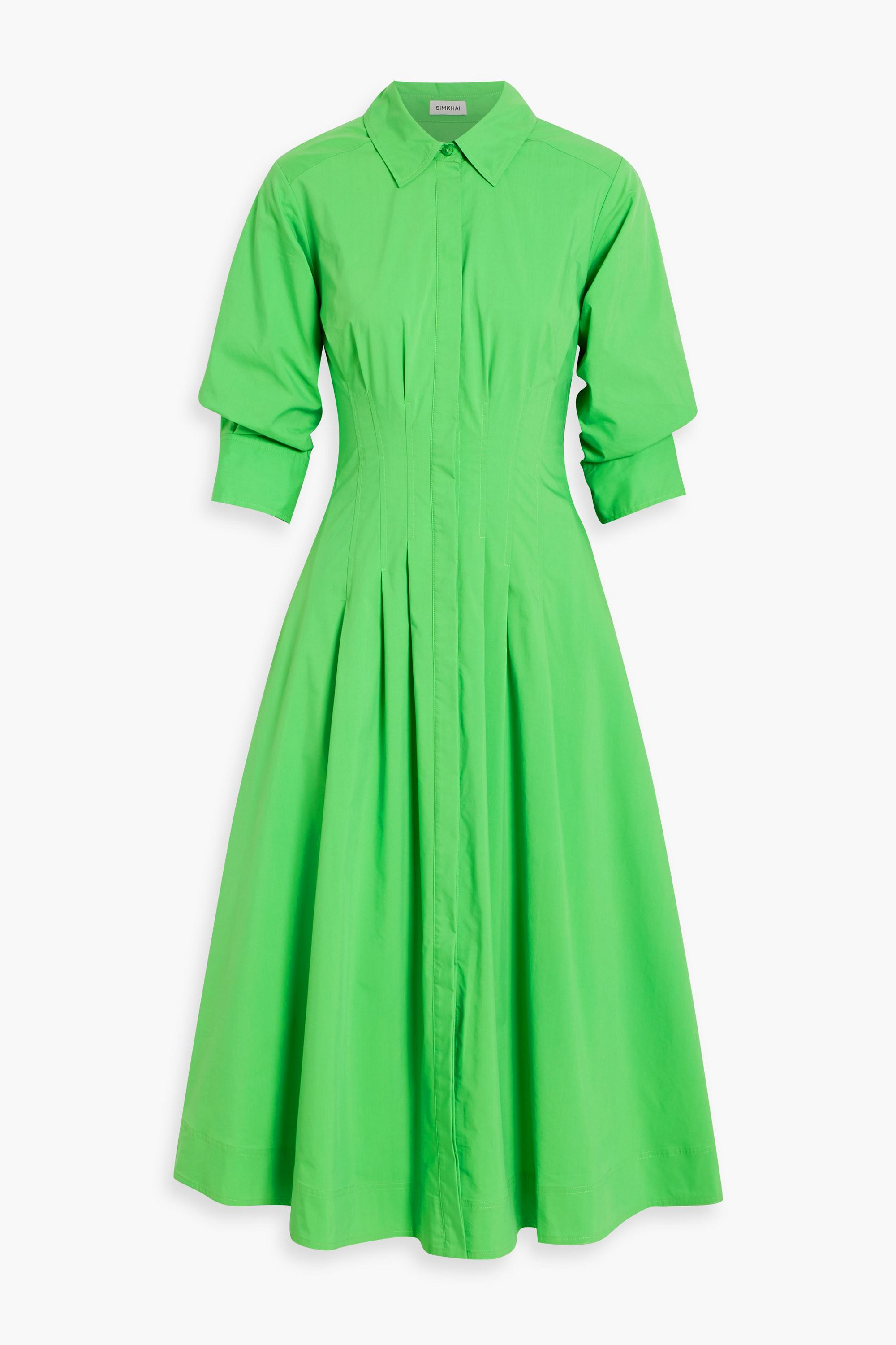 SIMKHAI Jazz pintucked cotton-blend poplin midi shirt dress thumbnail