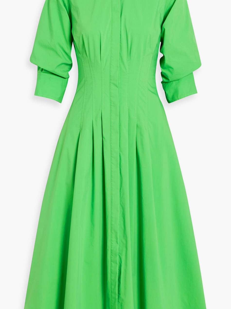 jazz pintucked cotton-blend poplin midi shirt dress