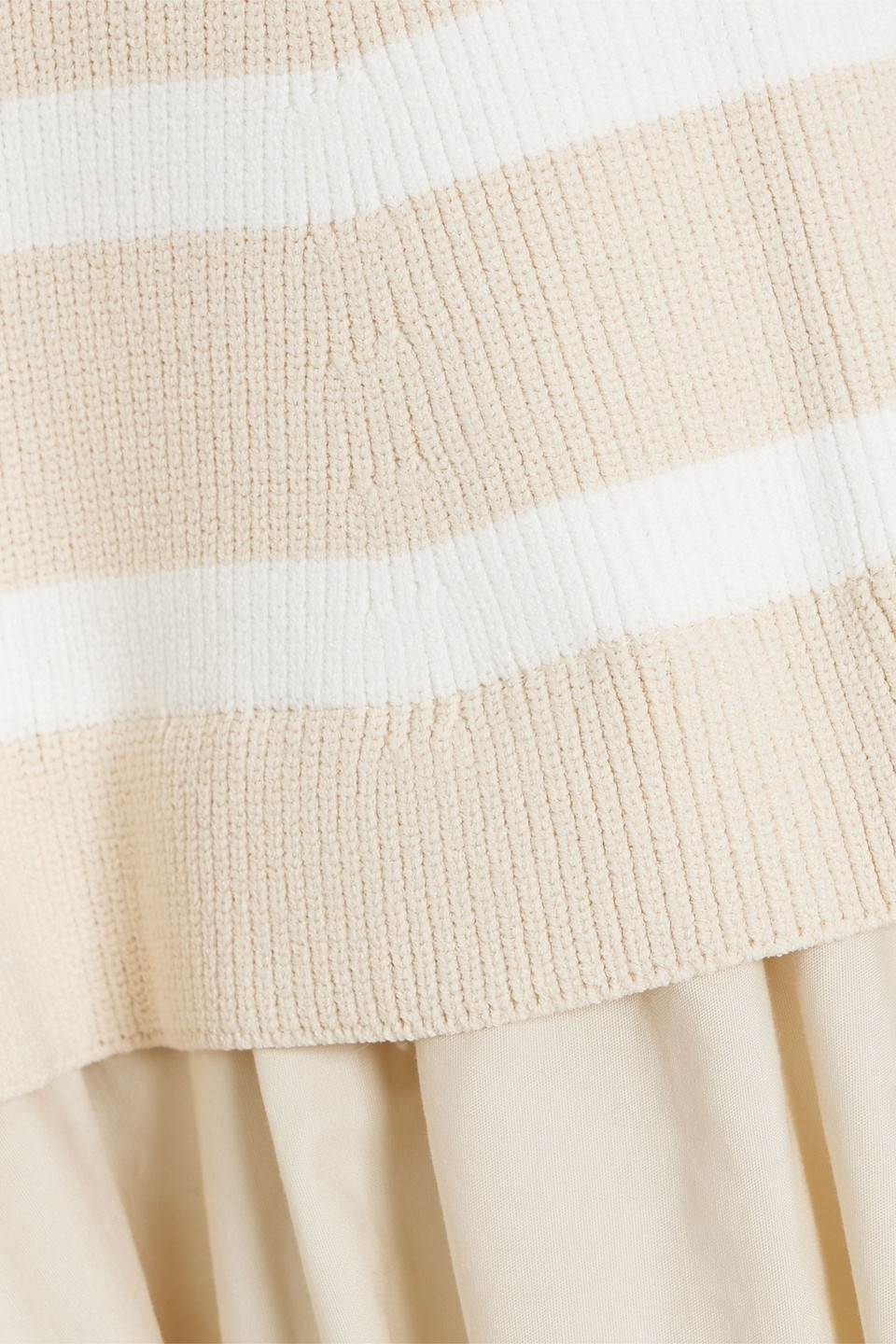 Simkhai Silas Striped Ribbed-knit And Cotton-poplin Midi Dress In Ecru