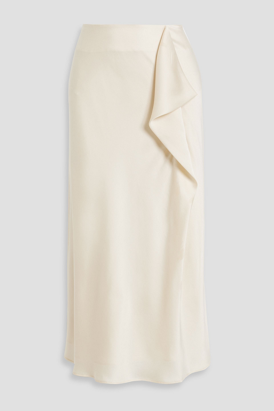 Simkhai Blane Draped Satin-crepe Midi Skirt In Ecru
