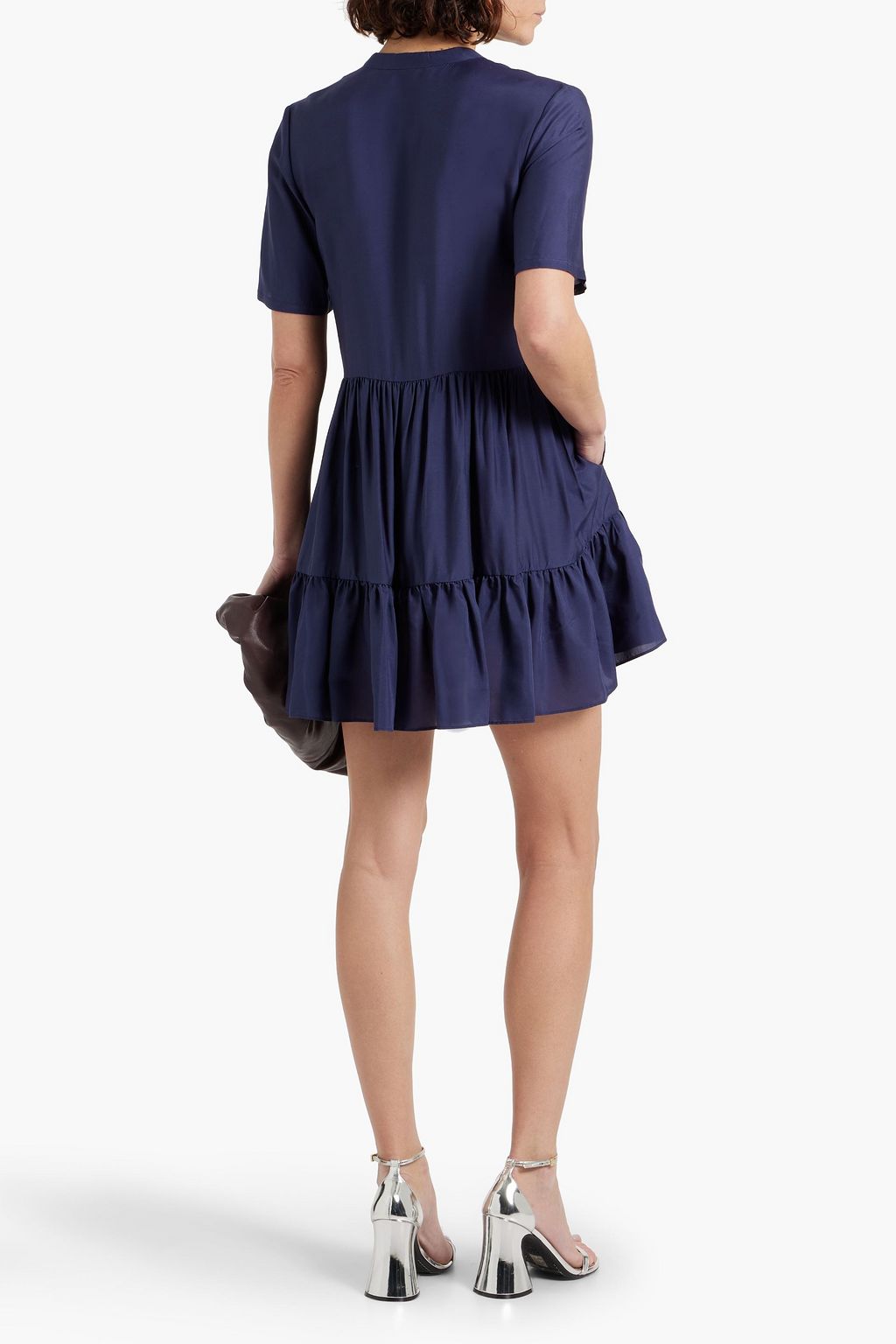 SIMKHAI Livie tiered crepe de chine mini dress