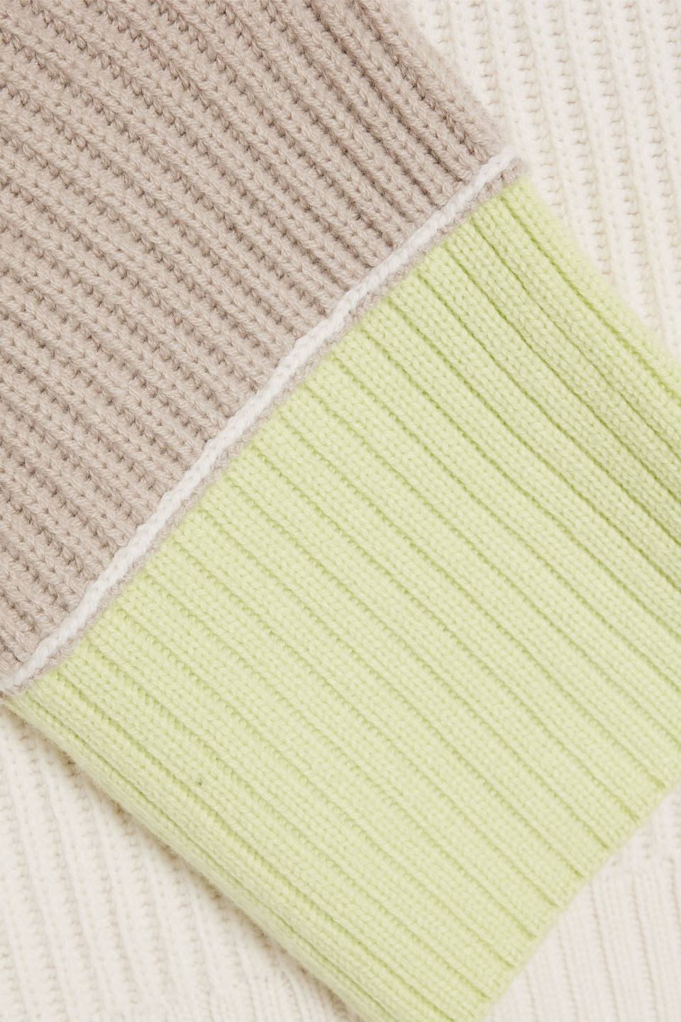 Simkhai Flores Rollkragenpullover Aus Einer Woll-kaschmirmischung In Colour-block-optik In Elfenbein