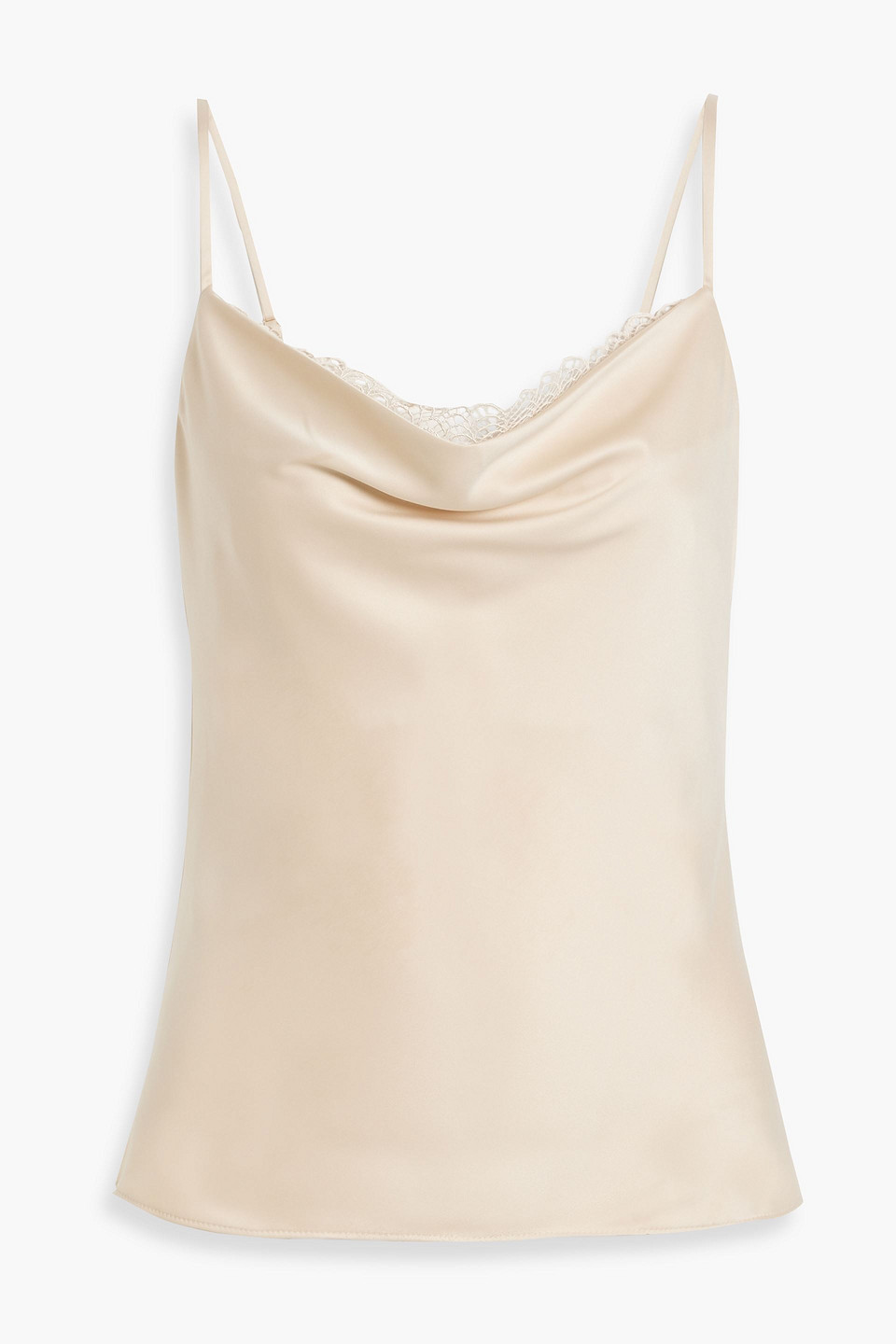 Simkhai Scarlett Lace-trimmed Charmeuse Camisole In Beige