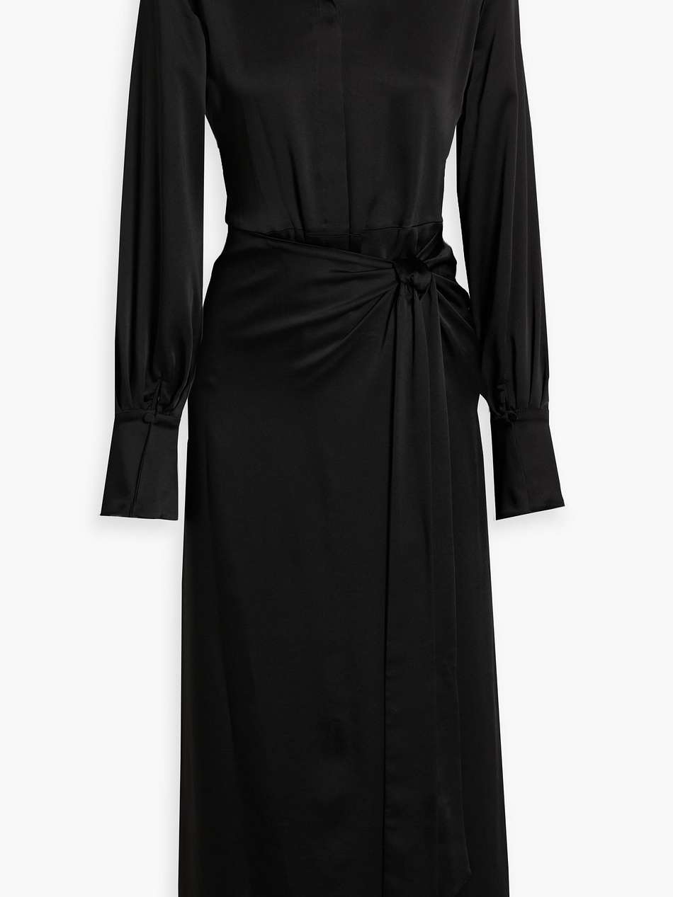 samba wrap-effect satin-crepe midi shirt dress
