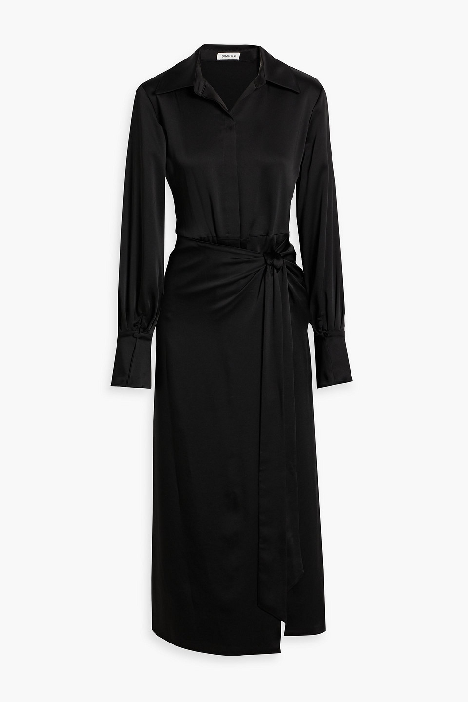 Samba wrap-effect satin-crepe midi shirt dress