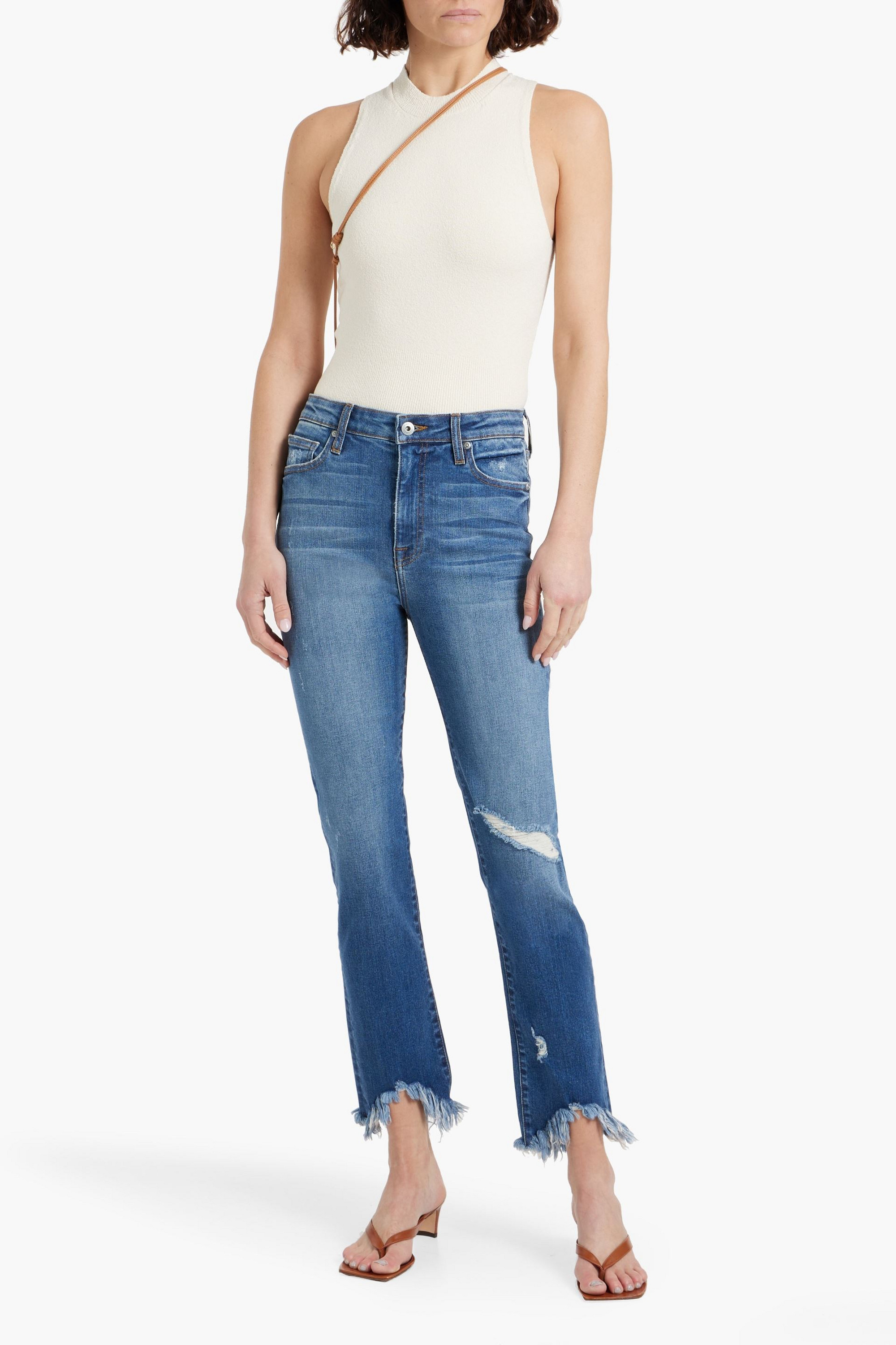 SIMKHAI River distressed high-rise straight-leg jeans