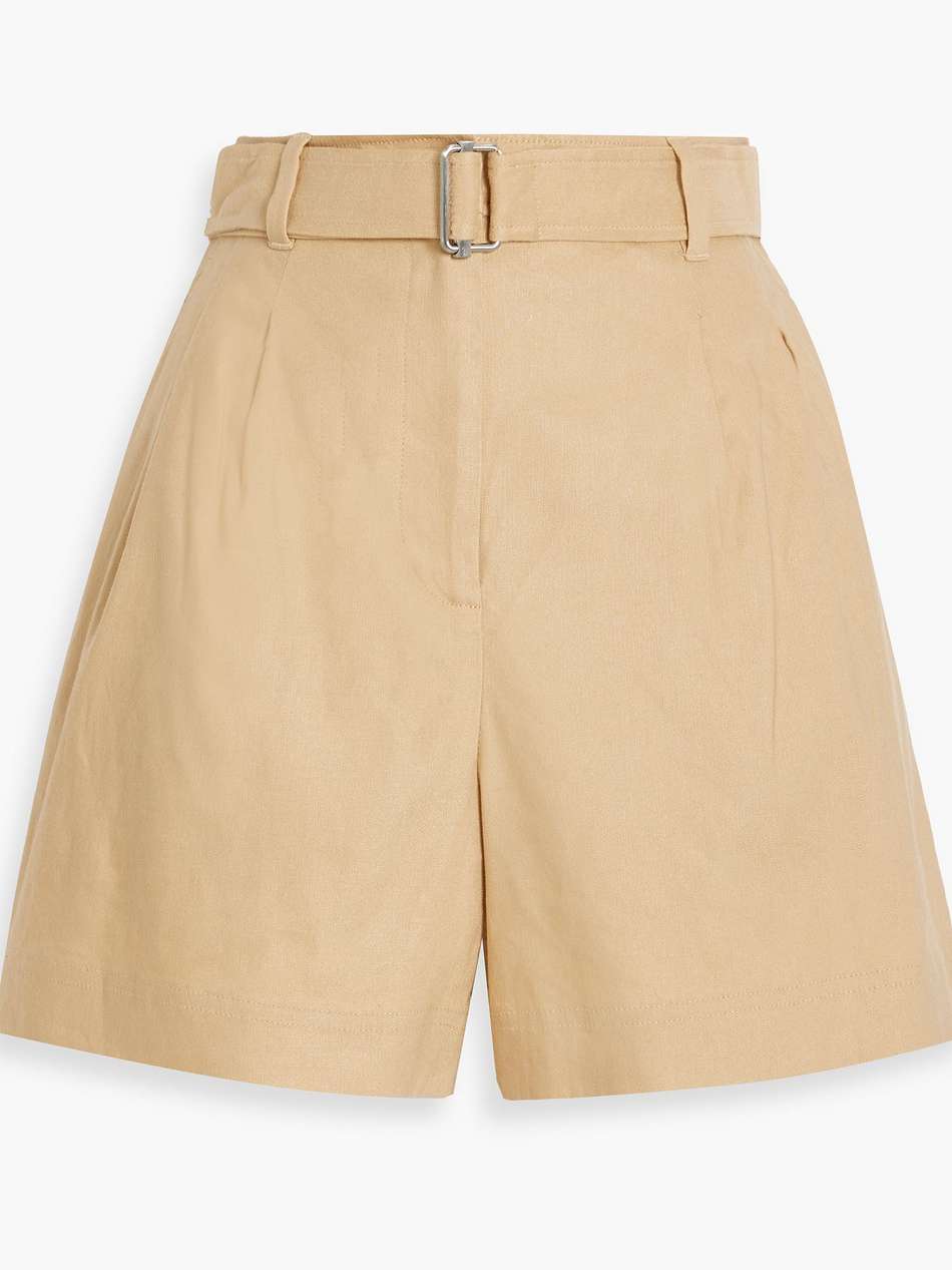 sonny belted linen-blend shorts